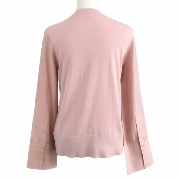 Cos BLUSH PINK COTTON & SILK WIDE SLEEVE CREW NECK BLOUSE - XS - Picture 3 of 10